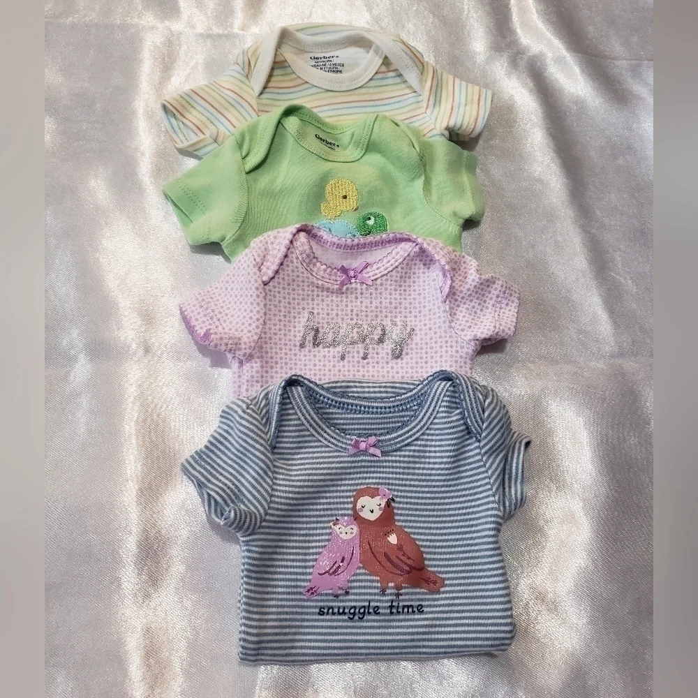 a set of 4 baby girl pajamas gerber newborn 0 months